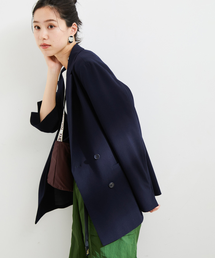 美品✨プラステ セットアップ ストレッチダブルクロスカラーレスジャケット 大きい PLST(プラステ)公式 | ダブルクロスジャケット