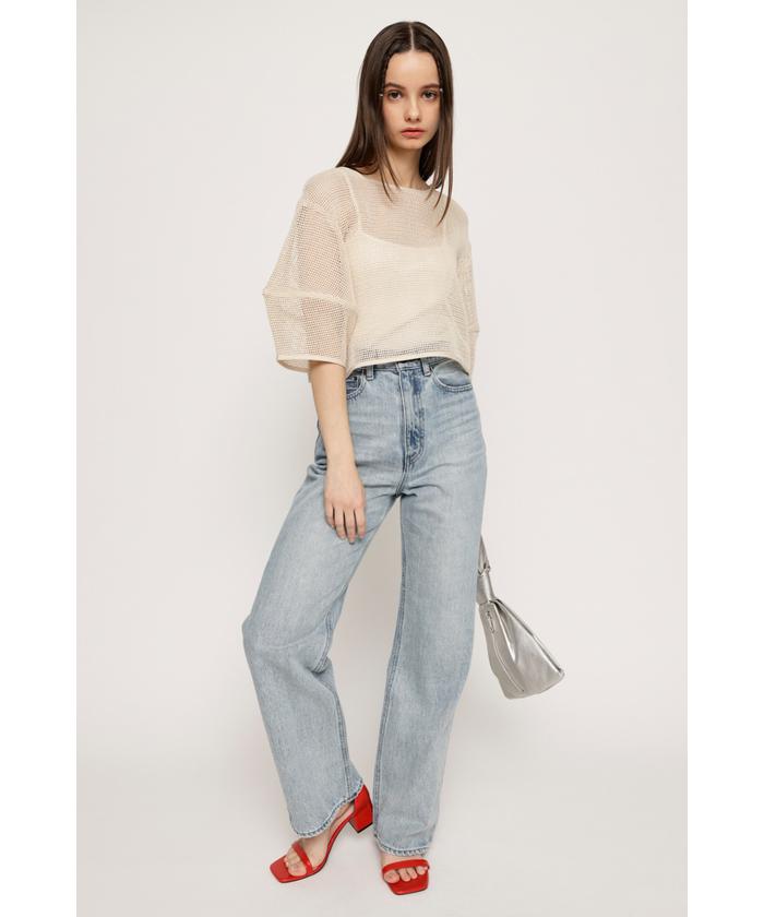 セール 20%OFF】コットンメッシュクロップトップス 半袖
