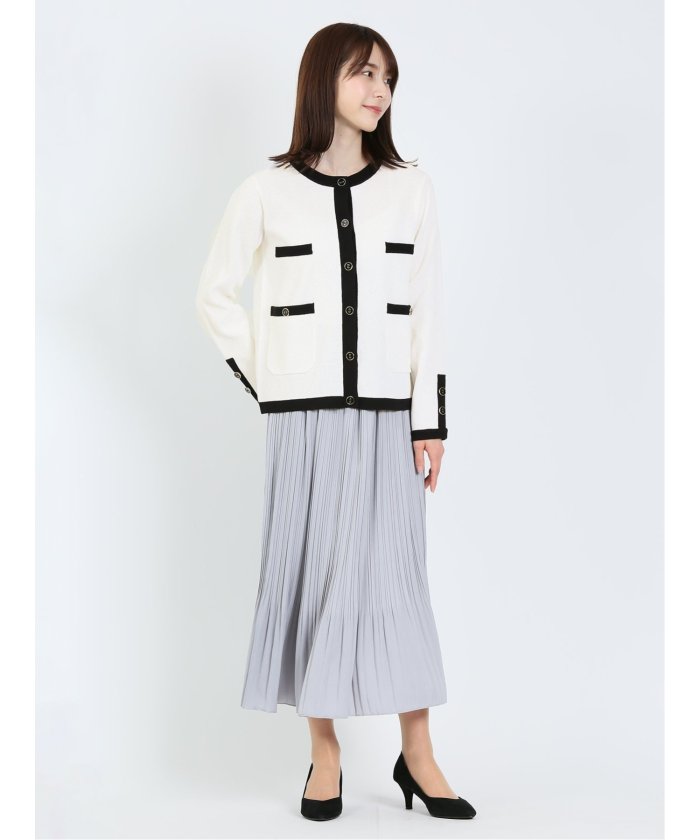 クーポン】【セール 55%OFF】バイカラー ノーカラーニット