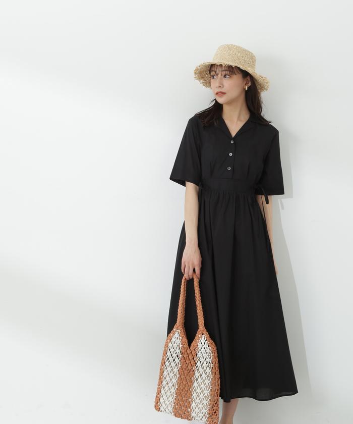 TORY BURCH コットンボイル ミディシャツワンピース プリント入 TORY BURCH コットンボイル ミディシャツワンピース プリント