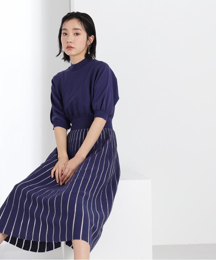 セール 50%OFF】透かしラメプリーツニットワンピース(505139875