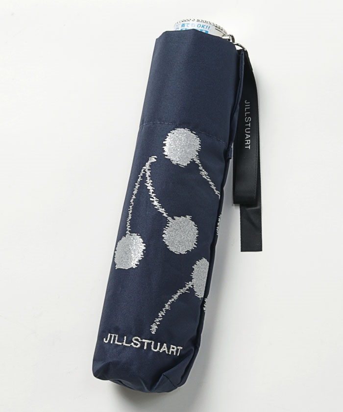 新品 ジルスチュアート チェリー柄ラメプリント 長傘 雨傘 青系 JILL STUART（ジル スチュアート）】 ラメチェリー柄雨傘（長傘