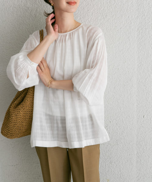 TAMA様美品アーバンリサーチDOORSゆったりシャドウチェックボイルブラウス♪ URBAN RESEARCH DOORS（アーバンリサーチドアーズ）の「シャドウ