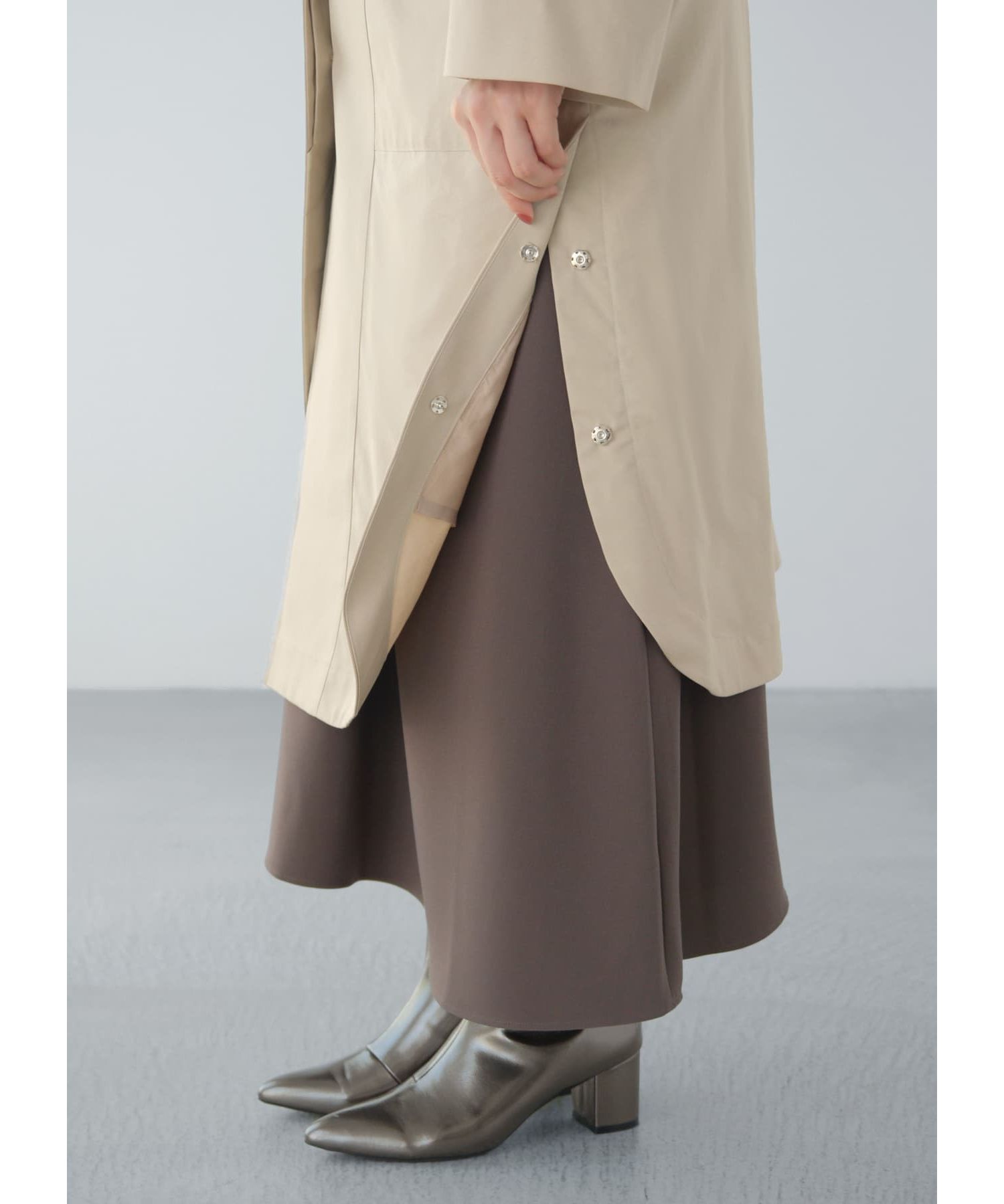 STYLE DELI　スタイルデリ　背面タックスーパーロングコート　ライトグレー STYLE DELI スタイルデリ 背面タックスーパーロングコート