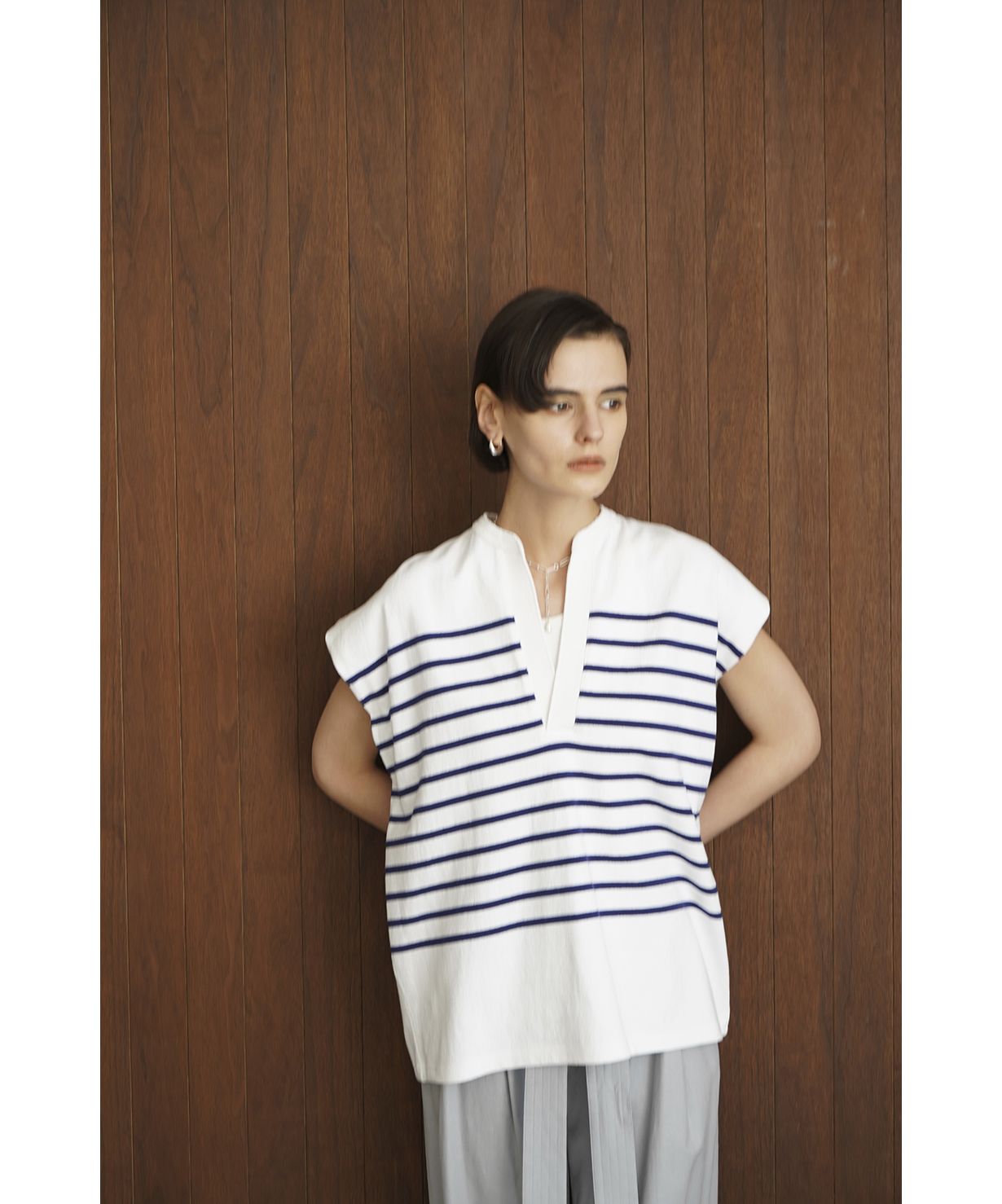 お待たせ! N/S NECK HENLEY セール】WIDE BORDER クラネ | TOPS(505233400) トップス