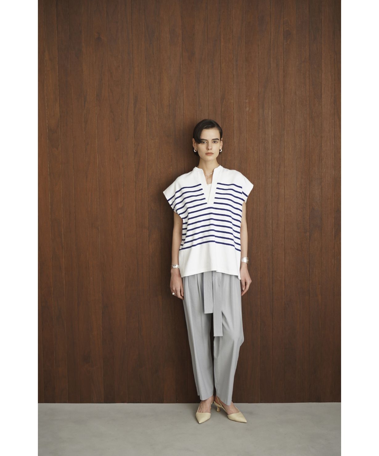 セール】WIDE HENLEY NECK N/S BORDER TOPS(505233400) | クラネ
