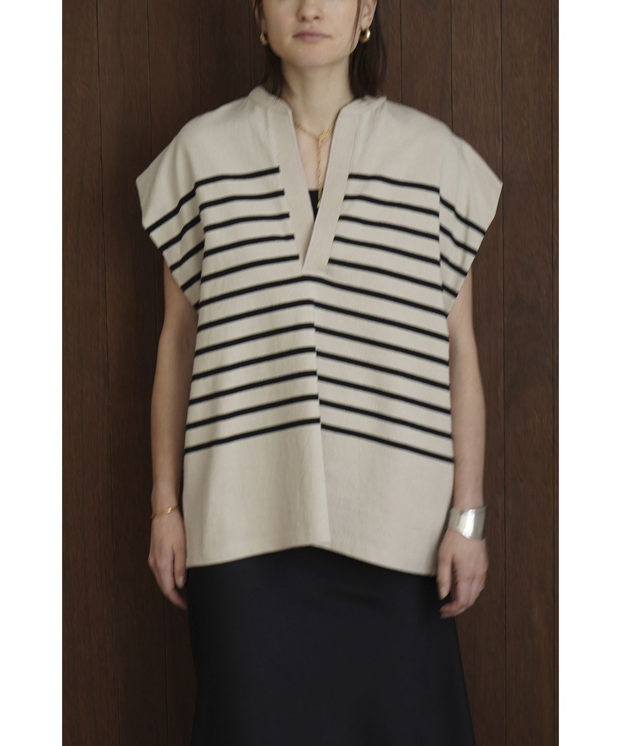 セール】WIDE HENLEY NECK N/S BORDER TOPS(505233400) | クラネ