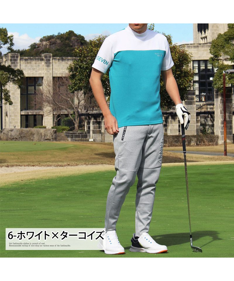 ビームスゴルフ　モックネック　ハイネック　半袖　ロゴ　ホワイト　メンズ　S セール】モックネックシャツ ゴルフウェア ワイドシルエット