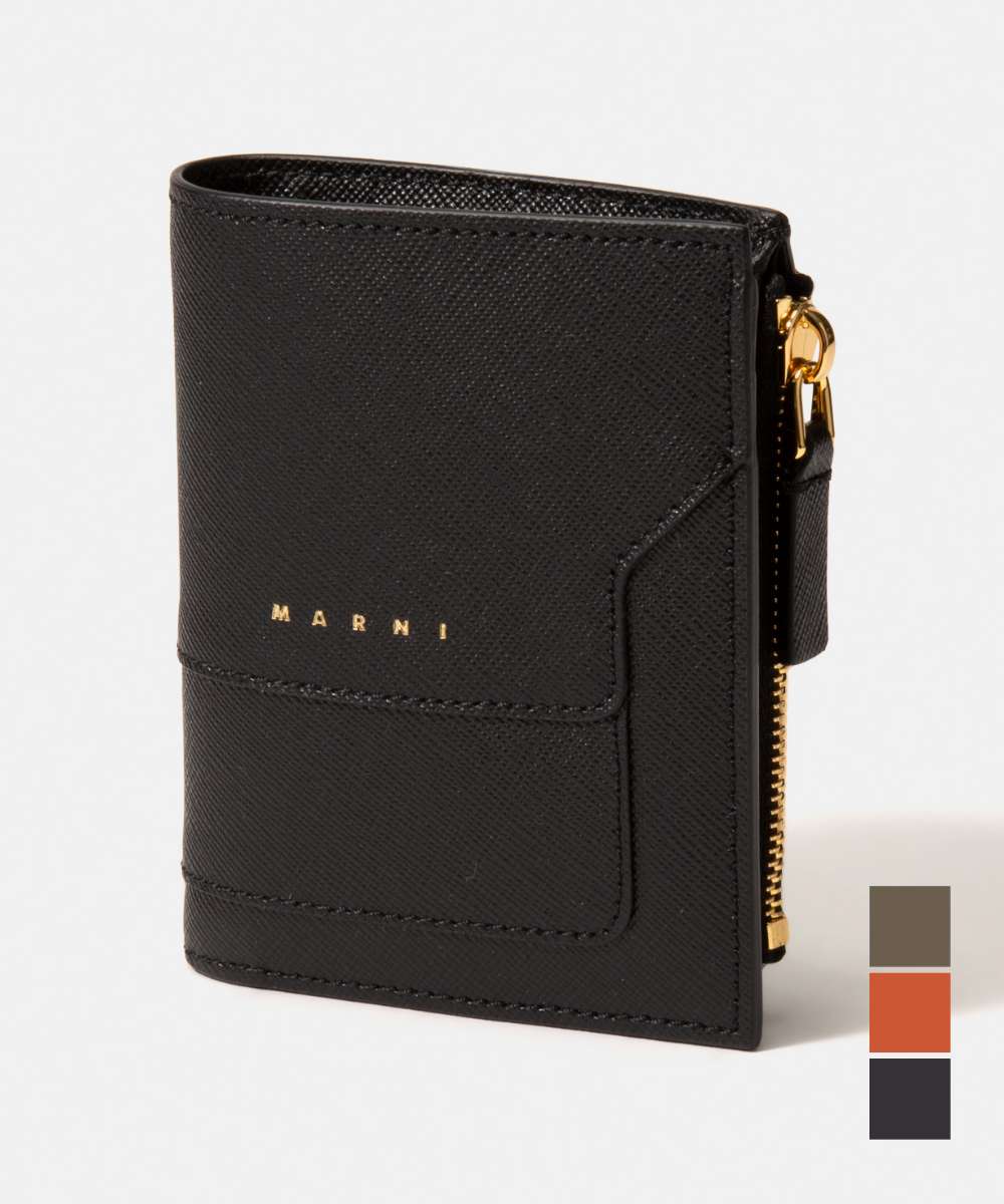 【週末特価】【箱付き未使用】MARNI★財布★国内正規品★ベージュ×ブラック マルニ MARNI マルニ MARNI PFMO0054U0 LV520 二つ折り財布