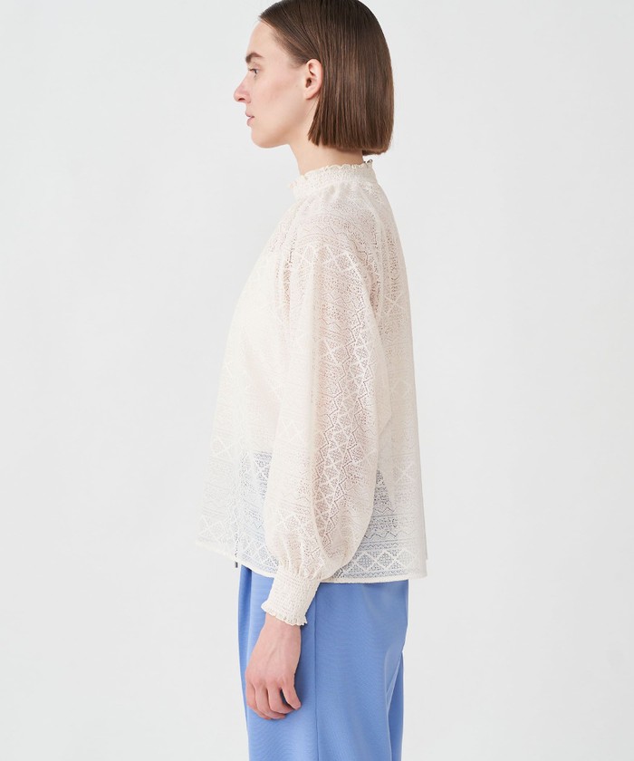 美品✨Ballsey 近年モデル ベールローン シャーリングブラウス 36 白 美品✨Ballsey 近年モデル ベールローン シャーリングブラウス