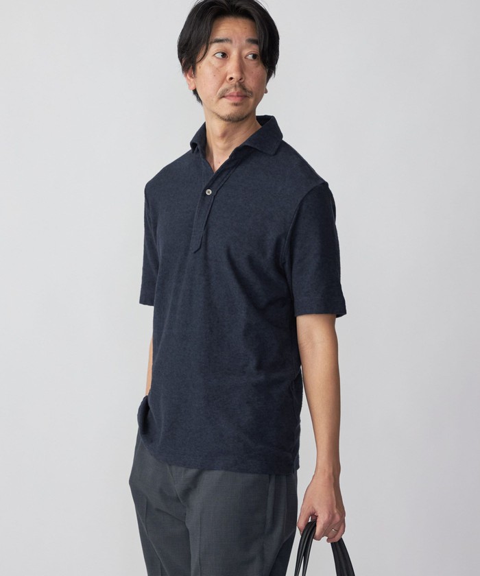 SHIPS スキッパー パイル ポロシャツ Mサイズ ネイビー セール】SHIPS: スキッパー パイル ポロシャツ(505236243
