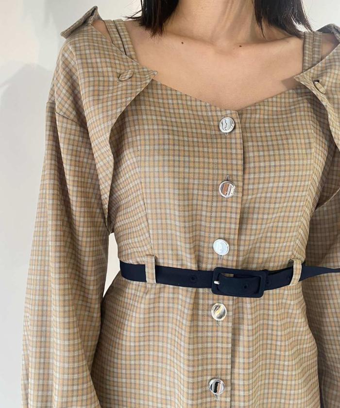 セール 60%OFF】チェックキャミワンピース×クロップドシャツ