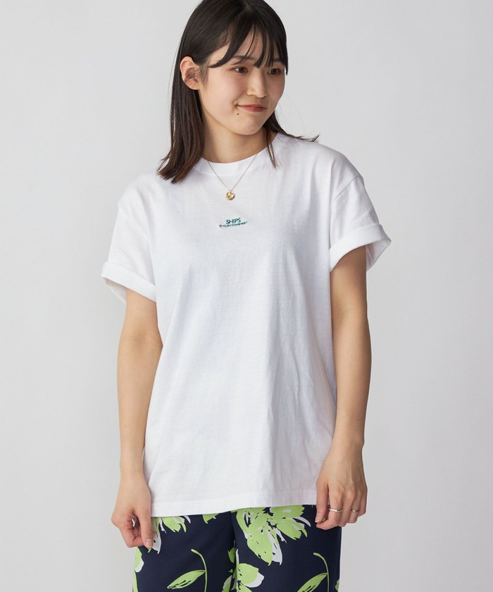 SHIPS: STYLISH STANDARD ミニ ロゴ 刺繍 Tシャツ(505238601