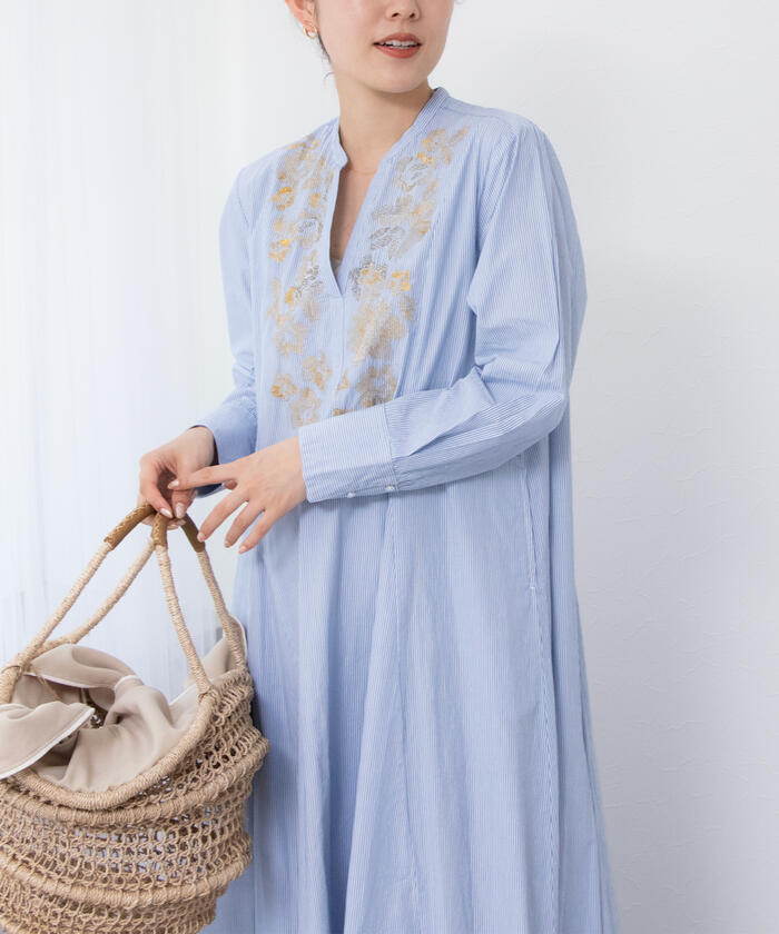 ワンピース negioisiina ne Quittez pas ヌキテパ ワンピース Cotton Jacquard Lily