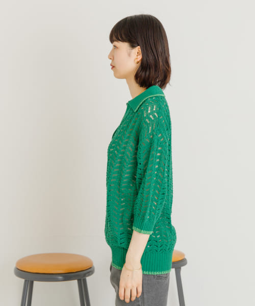 春夏/LANVIN COLLECTION/50サイズ/サマーニット なめらか綿 無地 モックネック BIGシルエット 日本製 半袖 新品/緑/グリーン/ib171/ 1円/春夏/LANVIN COLLECTION/50サイズ/モックネック サマー