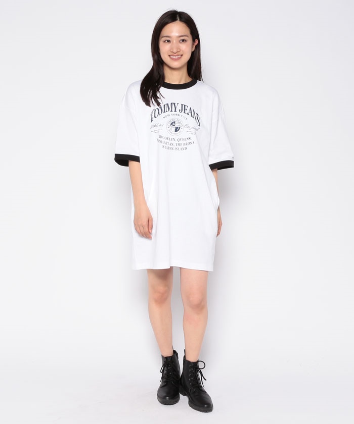 ☆ JEANS☆ ロゴ リブ ワンピース クーポン】トミージーンズ TOMMY JEANS オーバーサイズロゴ