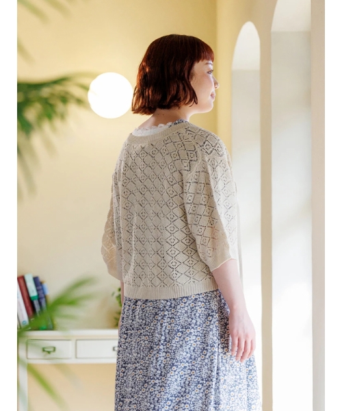 シーリングライト 今期DM掲載品♡極美品 ルネ 透かし編みニットボレロ
