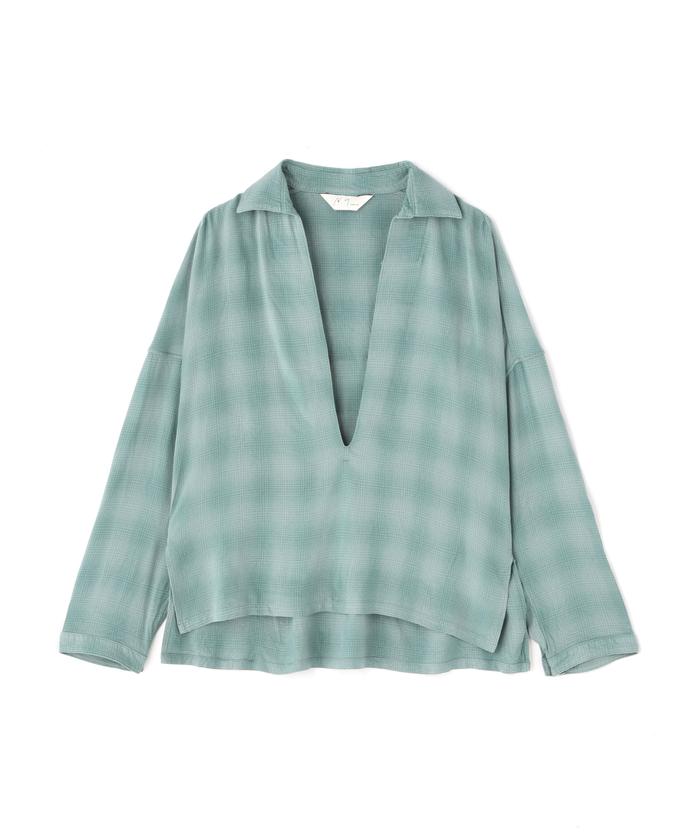 ANCELLM OMBRE CHECK PULLOVER SHIRT アンセルム - シャツ