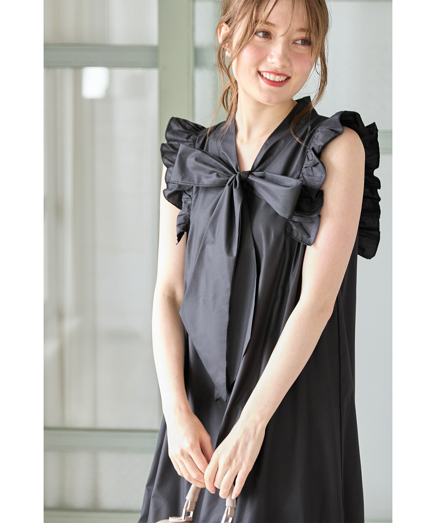 セール】トッコクローゼット tocco closet 肩フリル付きボウタイ