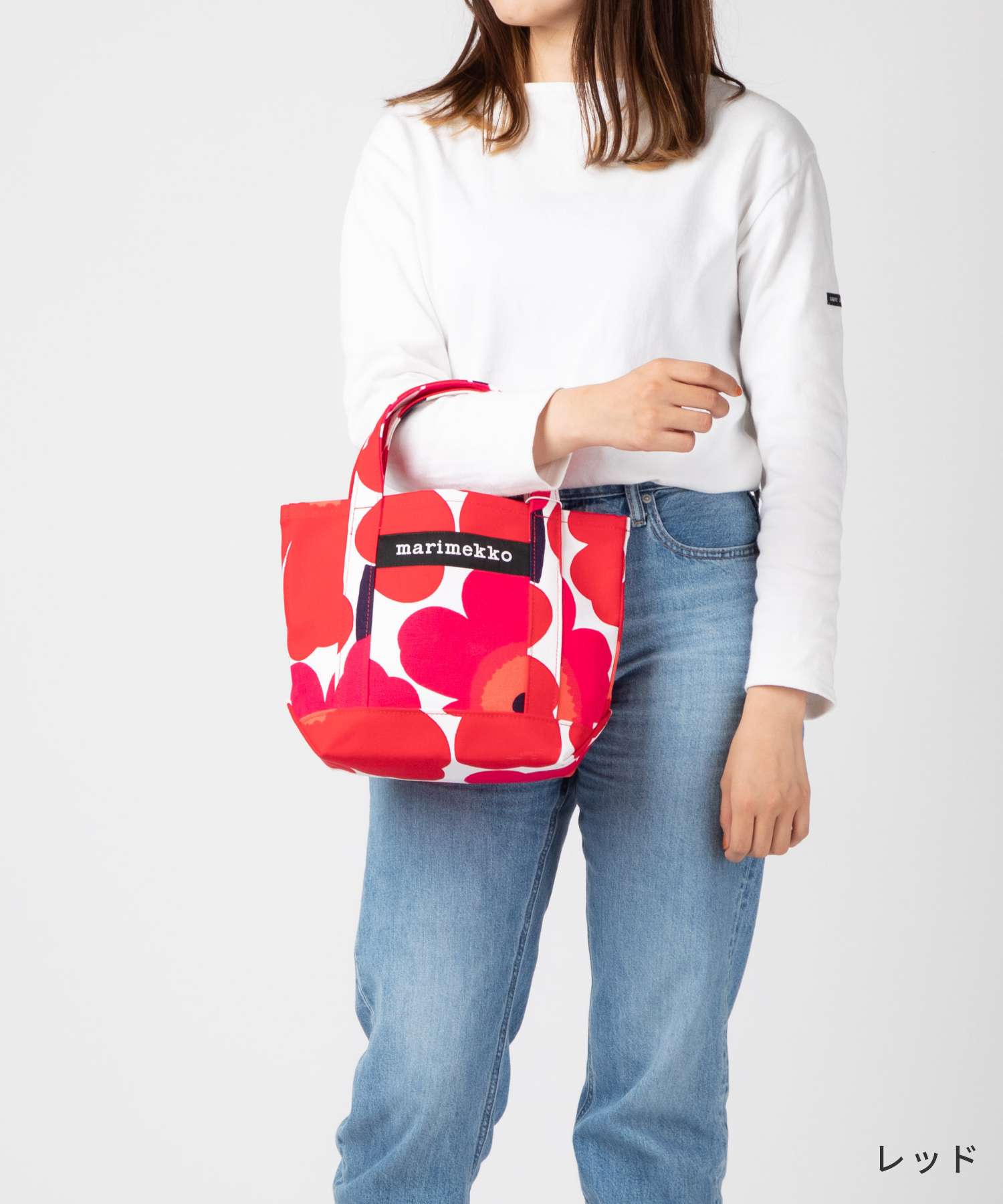 マリメッコ marimekko トートバッグ ハンドバッグ レッド 花柄 上品