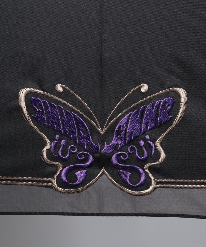 アナスイの新品未使用のパラソル 黒のレース飾りと花の刺繍