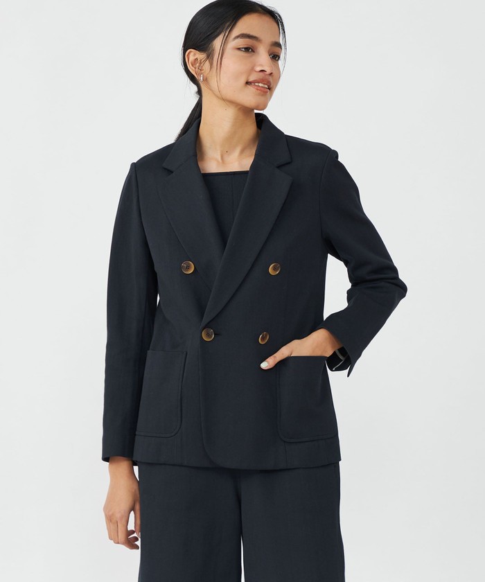 セール 40%OFF】ラッセルコットン ダブルブレストジャケット