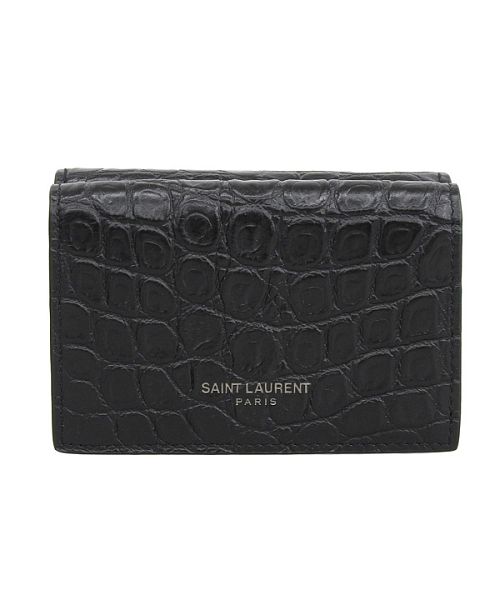 SAINT LAURENT サンローラン クロコ 型押し 三つ折り 財布 SAINT LAURENT サンローラン クロコ 型押し 三つ折り 財布