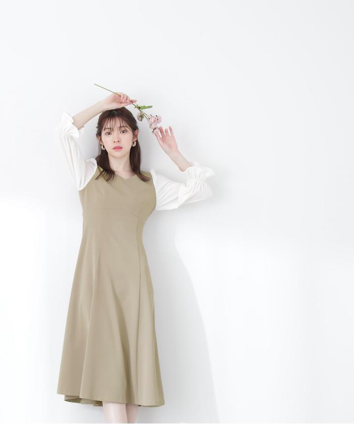 アンドマリー andmary Tilda ribbon dress ベージュ アンドマリー andmary Tilda ribbon dress ベージュ☆（ANDMARY