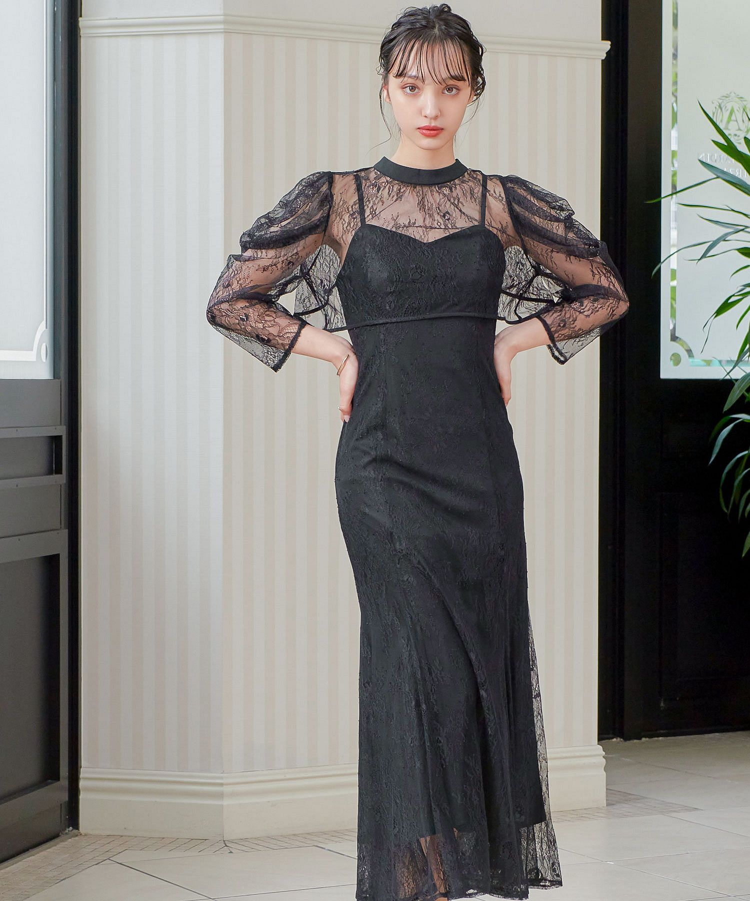 niana（ニアナ）　リボン　キャミ　ワンピ　セット　ドレス　結婚　式　衣装　黒 niana ニアナ 結婚式 ワンピース パーティードレス ボレロ