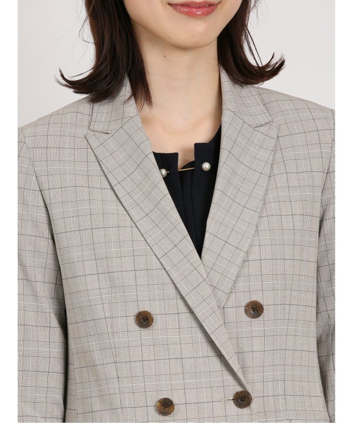 美品】バーバリー セットアップ スーツ チェック ダブル カシミヤ混