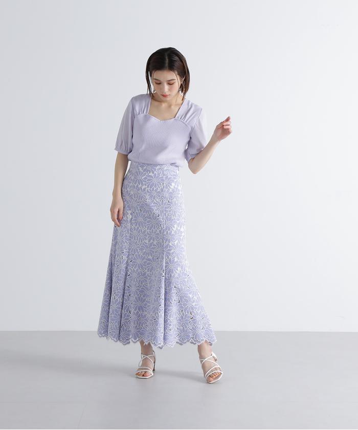 ナチュラルビューティーベーシック バイカラー スカラ レース マーメイドスカート NATURAL BEAUTY BASIC（ナチュラルビューティーベーシック）の