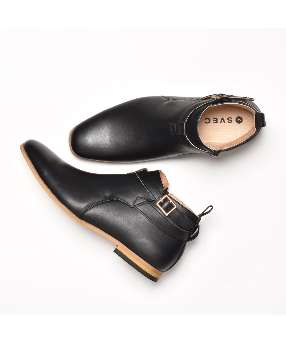セール 40%OFF】ショートブーツ ヒール 黒 ブーツ メンズ サイド
