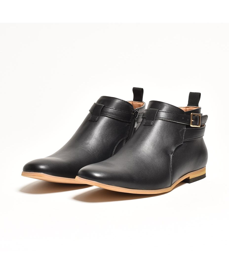 セール 40%OFF】ショートブーツ ヒール 黒 ブーツ メンズ サイド