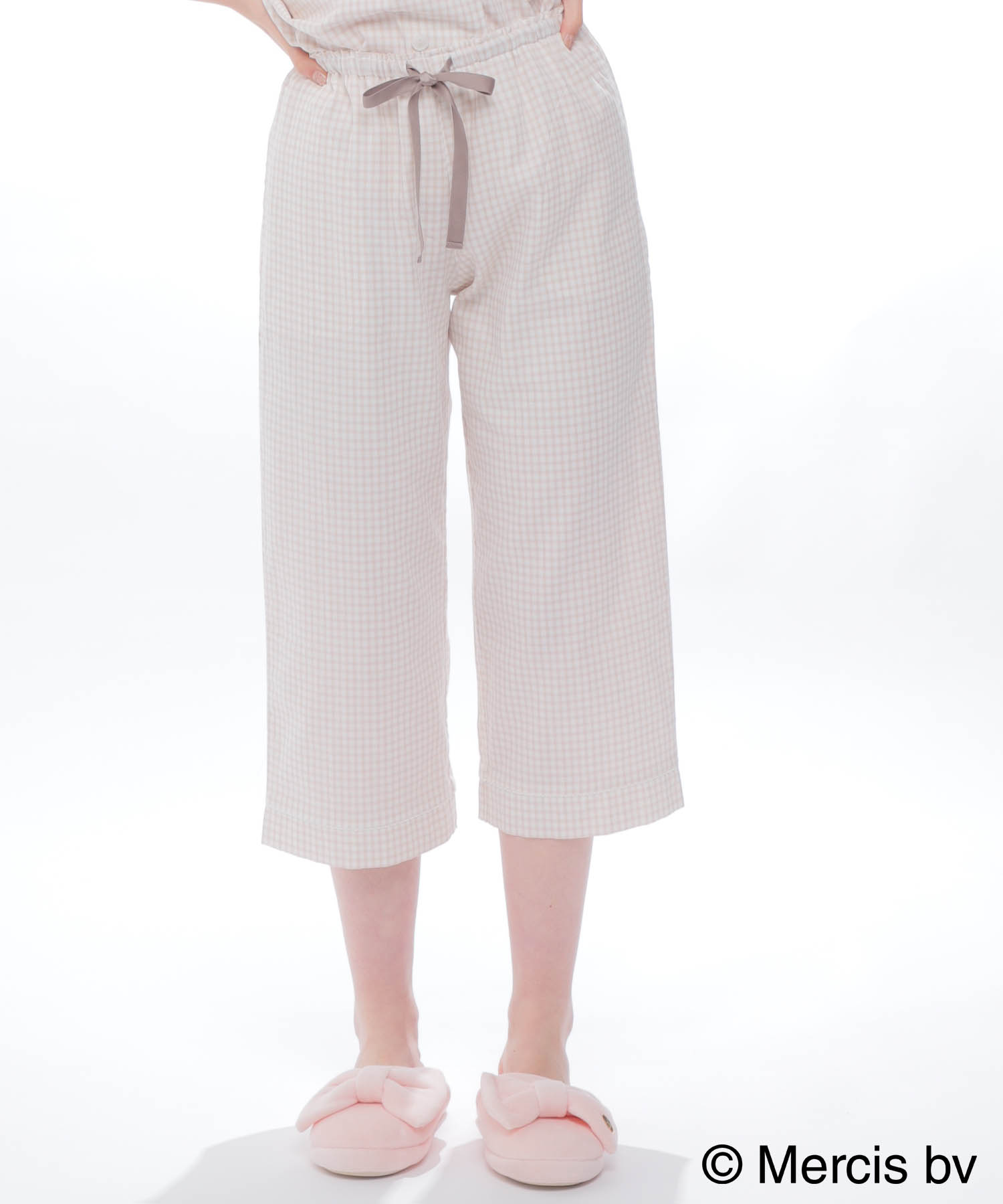 ◎新品未使用　ナルエー　ダブルガーゼ　パジャマ　コスメ柄　オフホワイト♡カワイイ セール 50%OFF】ダブルガーゼミッフィーギンガムチェック