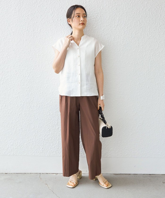 美品♪ブラミンク シルク100% フレンチスリーブブラウス 38 qx5 セール 40%OFF】ドットプリント フレンチスリーブブラウス