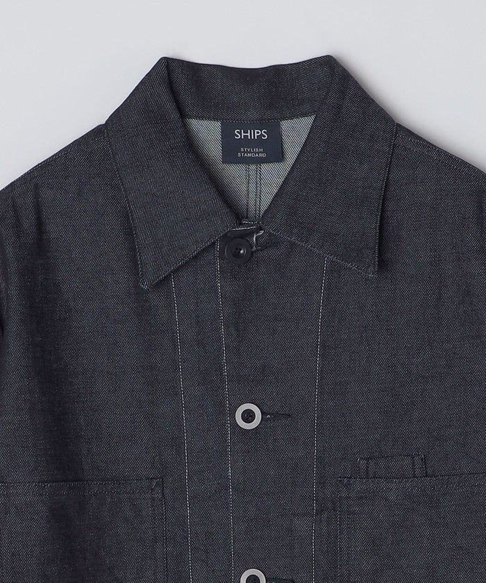 シップス スタンダード STANDARD スーピマ セルビッジ デニム カバーオール メンズ 114031006 ネイビー L シップス メン⁄SHIPS STANDARD: スーピマ セルビッジ デニム カバーオール