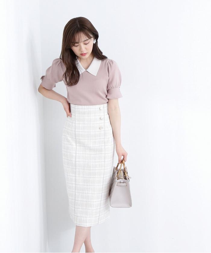 【PRADA】ハイウエスト ストレートヘムスカート☆SALE中 セール】ハイウエストチェックタイトスカート(505258013