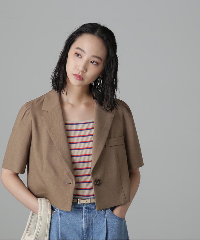 セール 50%OFF】【セットアップ対応商品】麻調半袖短丈