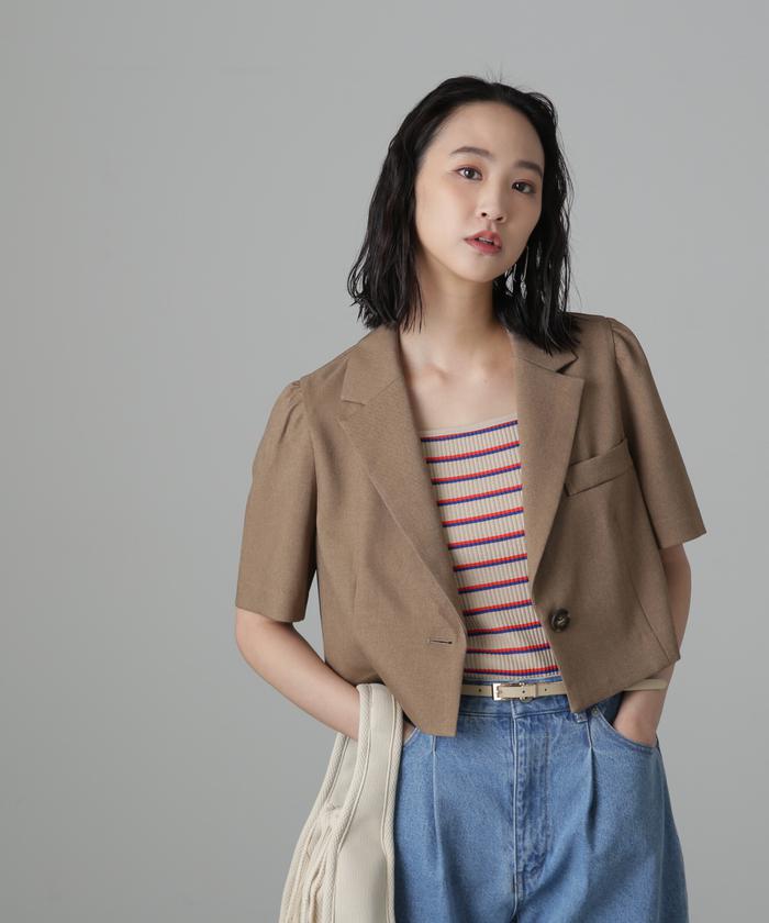 海外並行輸入正規品 セール 50%OFF】【セットアップ対応商品】麻調半袖短丈 ジャケット・アウター