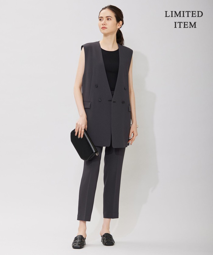 セール】【WEB限定・洗える】BackSatinGeorgette ノーカラージレ