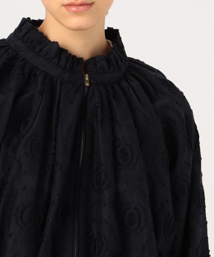 セール 40%OFF】サンフラワージャカード フリルネックブルゾン