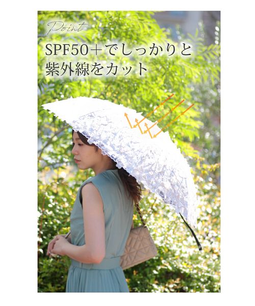 花びら舞う晴雨兼用折りたたみ日傘(504764461) | サワアラモード 花びら舞う晴雨兼用折りたたみ日傘(504764461) | サワアラモード