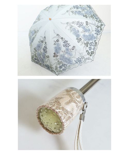 サワアラモード Sawa a la mode 刺繍折りたたみ日傘 UPF50+ サワアラモード Sawa a la mode レディース 小物 傘 日傘 白