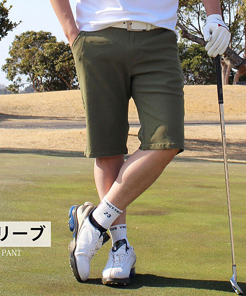 ビームス ゴルフ ストレッチ チノ ショーツ ハーフパンツ メンズ S 白 総柄 トップイズム TopIsm ゴルフパンツ メンズ ハーフパンツ