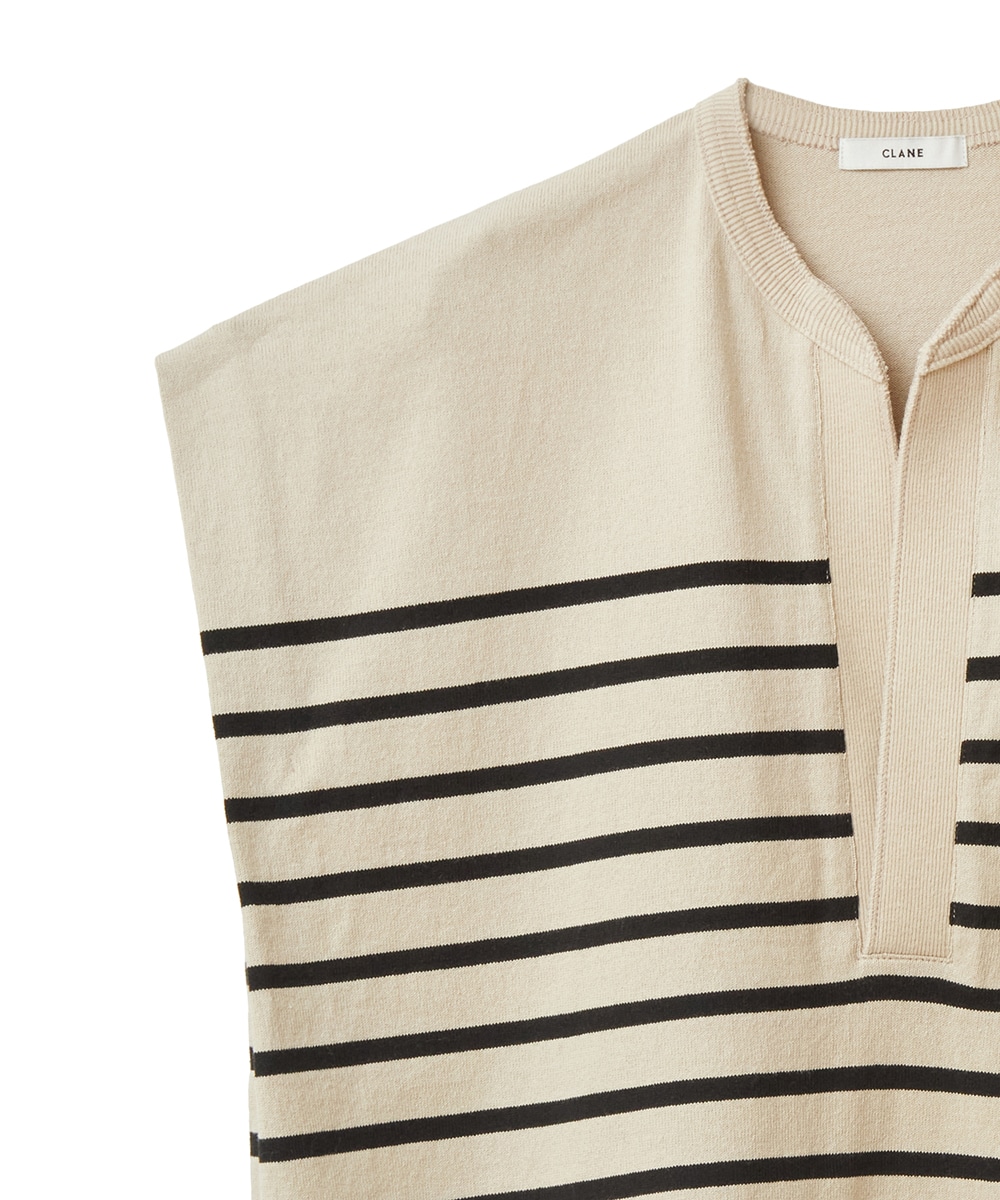 セール】【CLANE/クラネ】WIDE HENLEY NECK N/S BORDER TOPS
