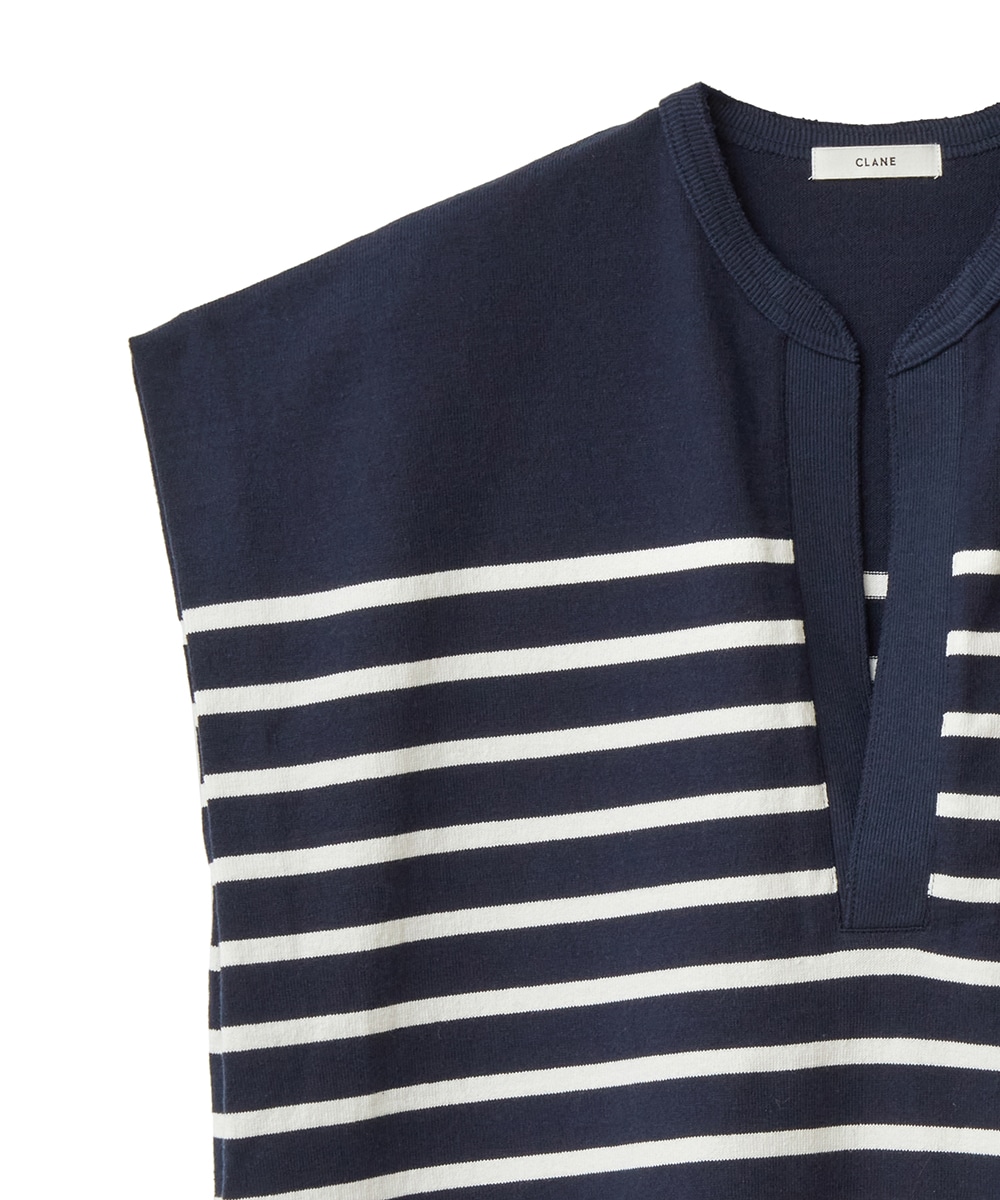 セール】WIDE HENLEY NECK N/S BORDER TOPS(505233400) | クラネ