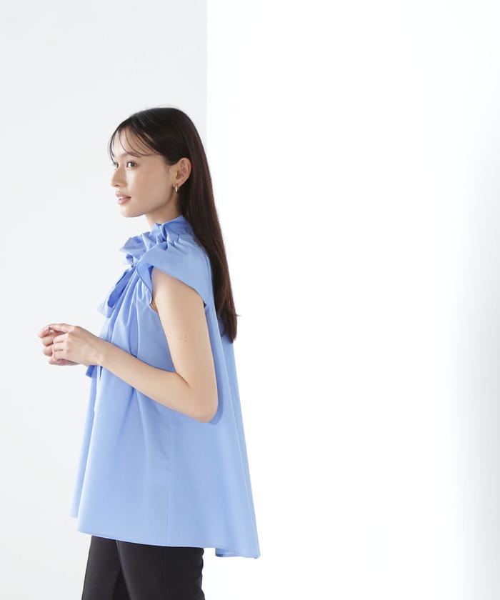 Natural Beauty Basic♡洗える綺麗見えフレンチスリーブブラウス セール】フレンチスリーブビッグボウブラウス(505260054