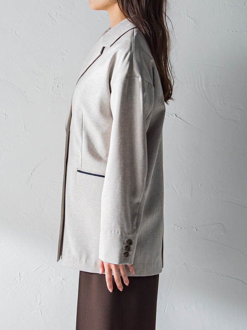 MAYSON GREYシアーテーラージャケット≪洗濯機で洗える≫ （ホワイト）L メイソングレイ MAYSON GREY シアーテーラージャケット≪洗濯機