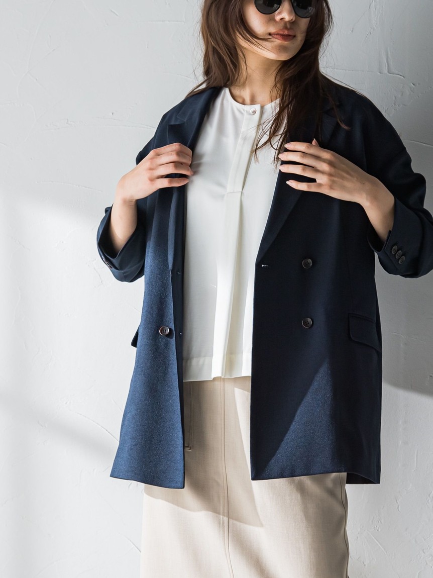 MAYSON GREYシアーテーラージャケット≪洗濯機で洗える≫ （ホワイト）L メイソングレイ MAYSON GREY シアーテーラージャケット≪洗濯機