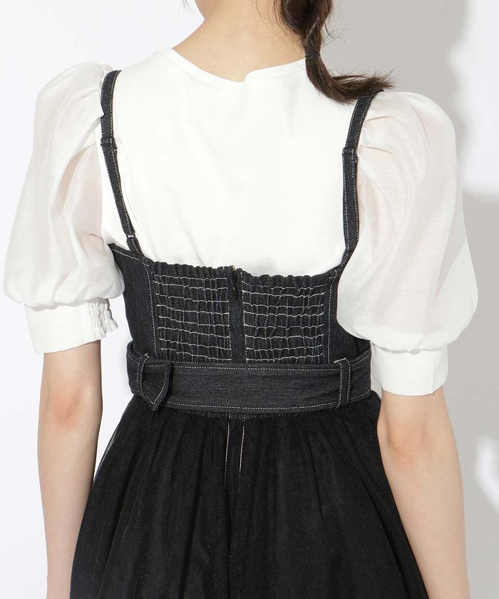AND COUTURE デニム×チュールフレアキャミワンピース デニム×チュールフレアキャミワンピース(505265808) | AND